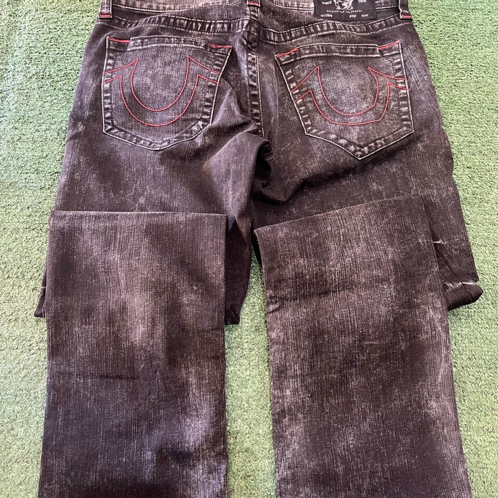 True Religion Black and Red Straight Jeans